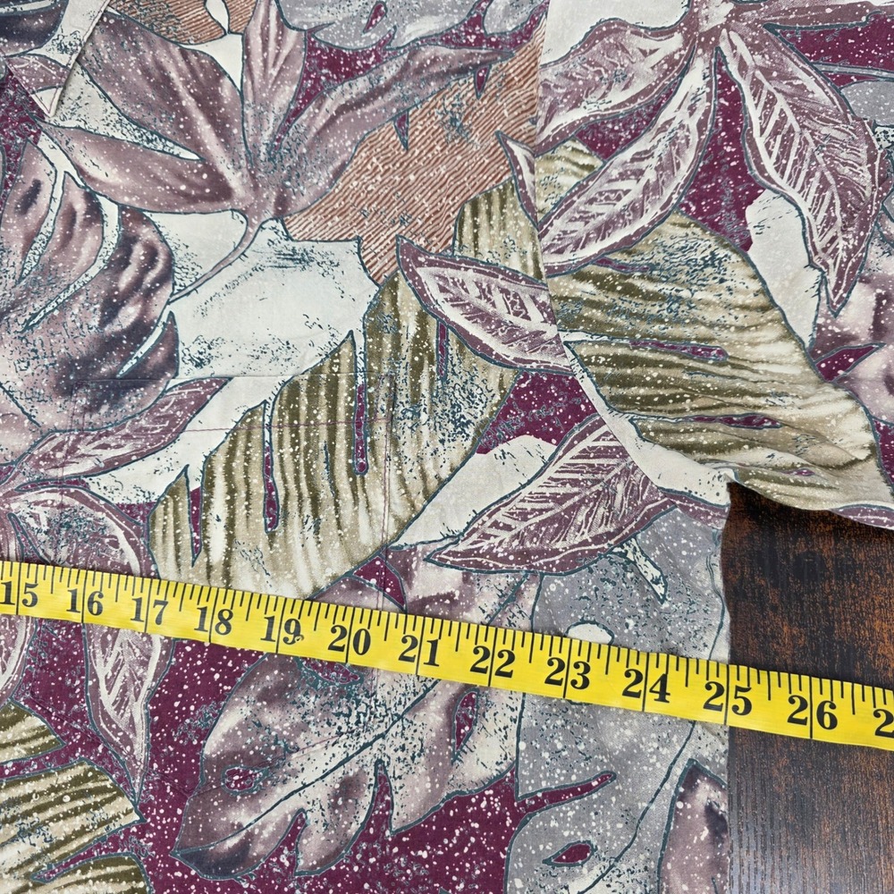 Tori Richard Cotton Lawn Tropical Leaf Shirt Mens XL Burgundy Tan Short Sleeve - Picture 5 of 6